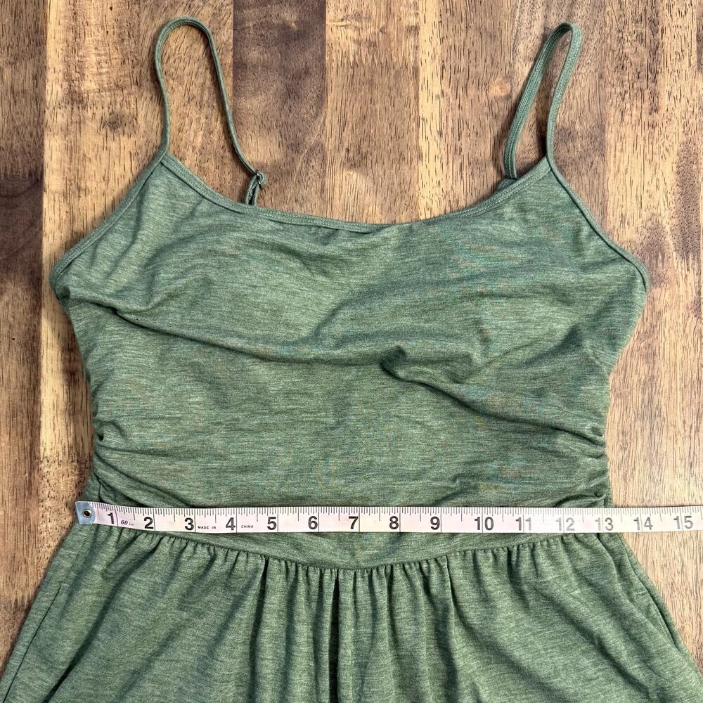 Halara Jumpsuit Adjustable Straps Ruched Wide Leg Light Green Floral Yarn Small - Picture 9 of 14